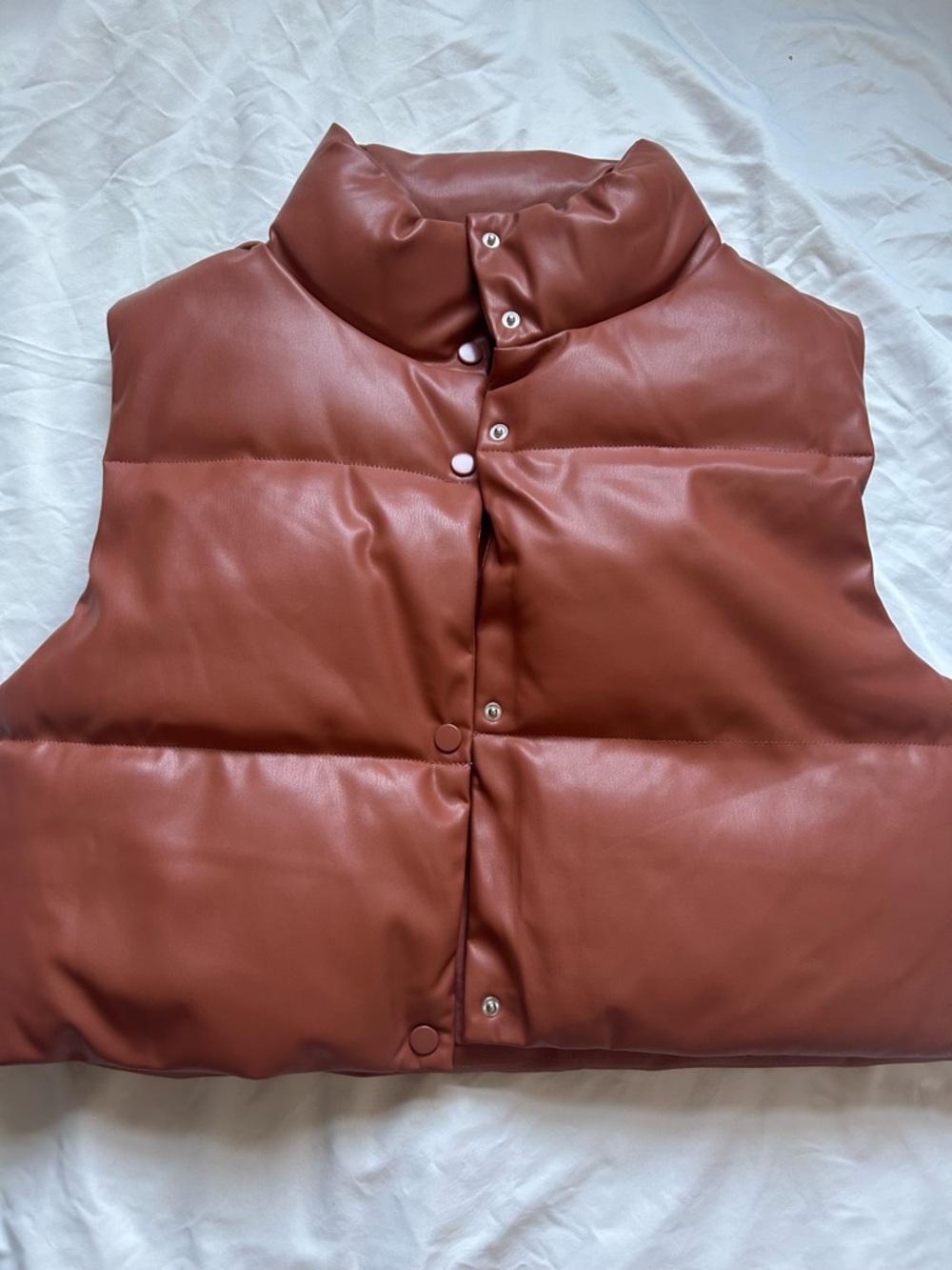NWOT Simply Southern Leather Puffer Vest in Rich Rust